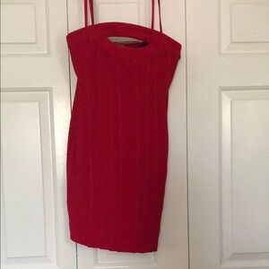 BCBGMaxAzria Red Strapless Sheath Dress